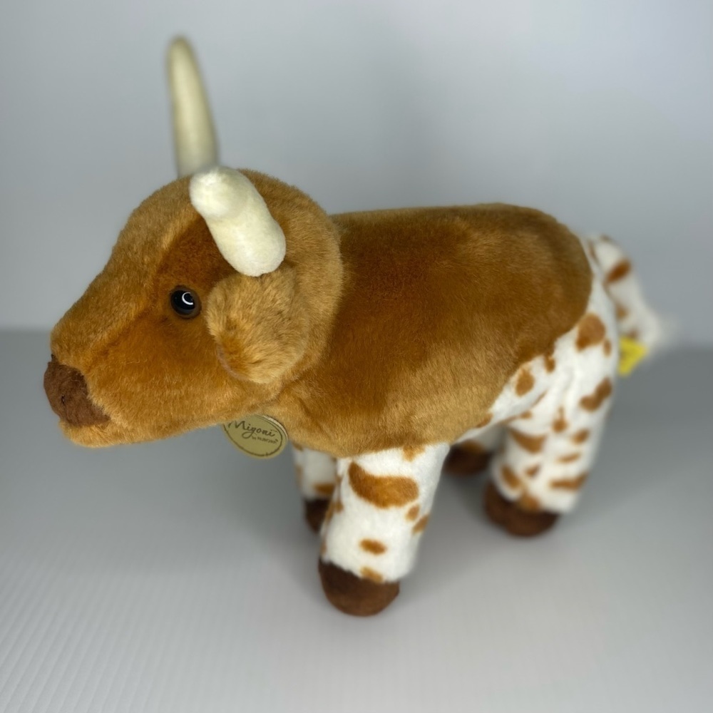 Realistic Plush 11” Cow Texas Longhorn Bull Steer Miyoni by Aurora 2019 - Picture 2 of 11